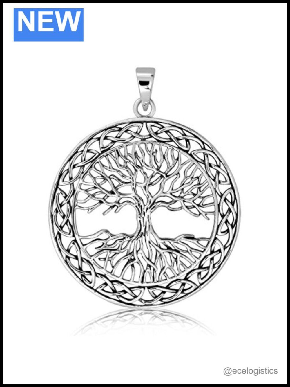 Sterling Silver Celtic Knot Tree of Life Earth Root Pendant Necklace
